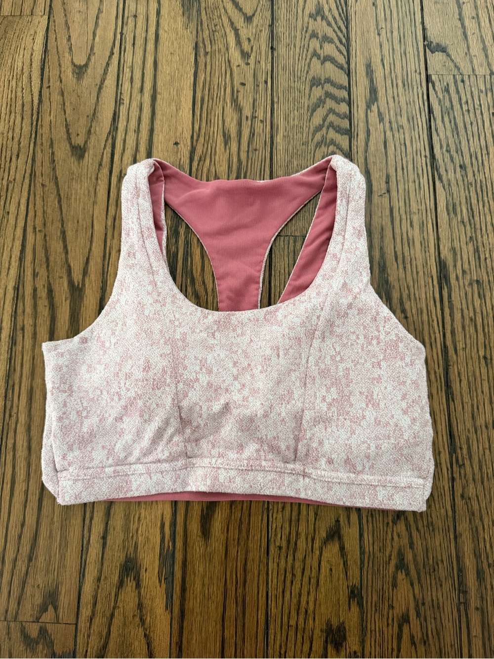 GymShark Pink and White Sports Bra Padded